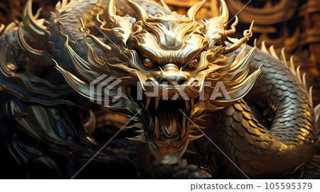 hand drawn beautiful metal texture gold chinese dragon illustration hand drawn beautiful metal texture gold chinese dragon illustration 105595379