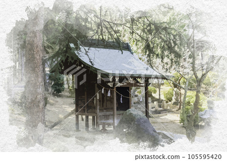 Watercolor-style Myooin Shrine, Asakuchi City, Okayama Prefecture Watercolor-style Myooin Shrine, Asakuchi City, Okayama Prefecture 105595420