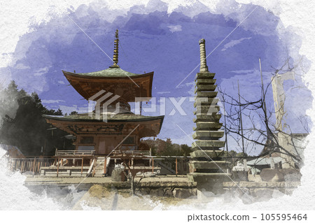 岡山縣淺口市水彩畫妙院多寶塔 岡山縣淺口市水彩畫妙院多寶塔 105595464