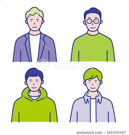 20多歲至40多歲男性的上半身插圖素材[套裝] 105595487