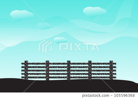 Black wooden texture board border fence vector landscape illustration design Black wooden texture board border fence vector landscape illustration design 105596368