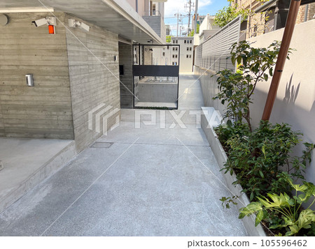 Image of the entrance approach of a stylish new apartment 105596462