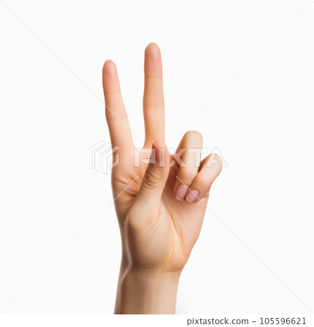Hand gesture isolated on white background, by AI Generative. 105596621