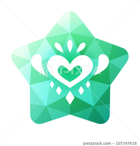 Star-shaped jewel emerald with a heart mark Star-shaped jewel emerald with a heart mark 105597638