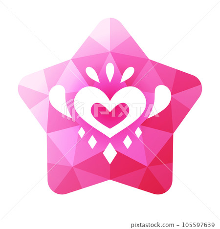 Star-shaped gem rose quartz with a heart mark Star-shaped gem rose quartz with a heart mark 105597639