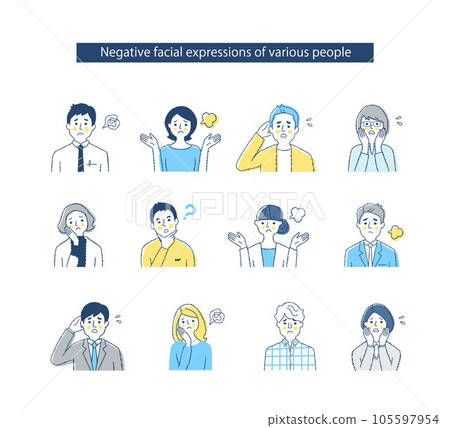 Expressions of various business people mix 1 Negative Expressions of various business people mix 1 Negative 105597954