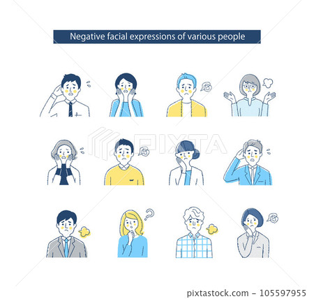 Expressions of various business people mix 1 Negative Expressions of various business people mix 1 Negative 105597955