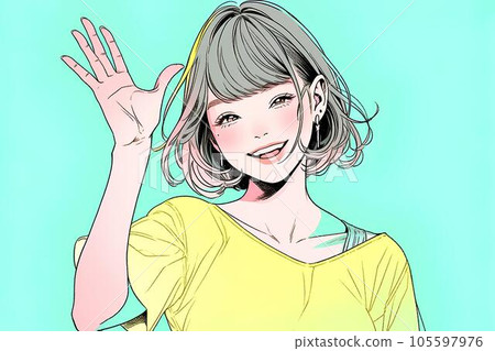 一個揮舞著她的手的流行女孩 AI 生成 105597976