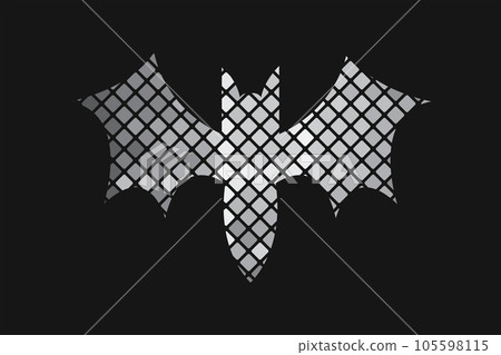 Horror zombie and Halloween neon glowing bats collections on dark background 105598115