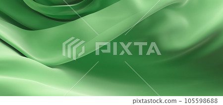 Green transparent veil. Wavy pattern. Fabric swaying in the breeze. 105598688