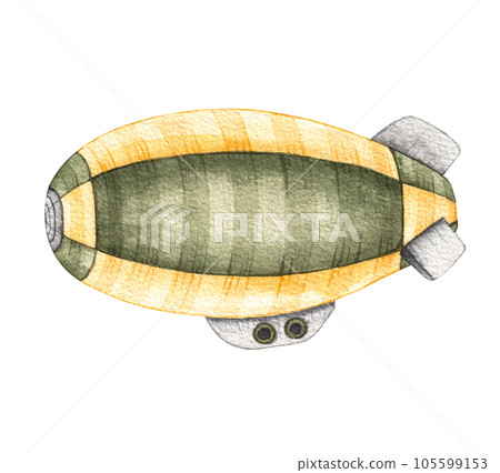 Watercolor hand drawn airship Watercolor hand drawn airship 105599153