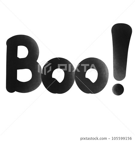 black white letter isolated on white background boo on Halloween days black white letter isolated on white background boo on Halloween days 105599156