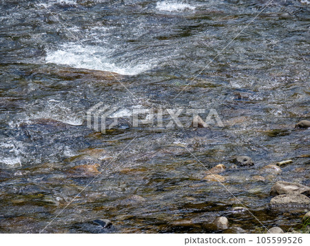 Chikusa River murmuring in summer (August). Located in Sayo-cho, Sayo-gun, Hyogo Prefecture. Chikusa River murmuring in summer (August). Located in Sayo-cho, Sayo-gun, Hyogo Prefecture. 105599526
