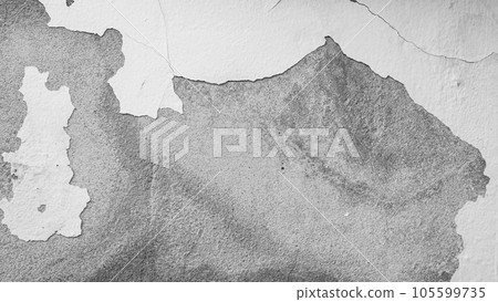 Old Plaster Texture Grey Cement Background,Aged Dirty Wall Rough Paint Vintage Design wallpaper Stone Backdrop,Broken Pattern structure Surface Crack Grey Color Floor,Free Space for Presentation. 105599735