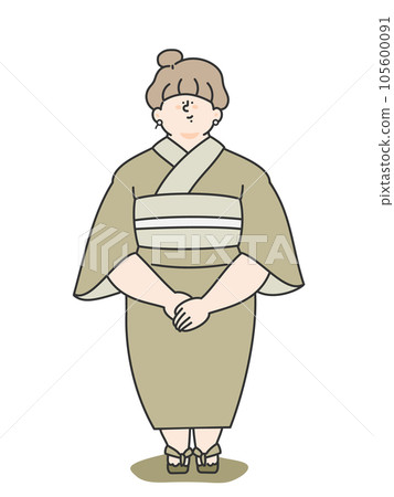 Illustration of a woman in a yukata Illustration of a woman in a yukata 105600091