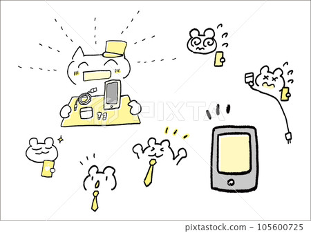 可用於智能手機商店傳單和網絡的插圖集 可用於智能手機商店傳單和網絡的插圖集 105600725