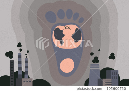 Stop Global Warming and Climate Change. Air pollution and carbon emission from industry. Vector Illustration for Landing Page Template. Stop Global Warming and Climate Change. Air pollution and carbon emission from industry. Vector Illustration for Landing Page Template. 105600730