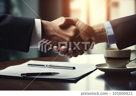 Business partnership meeting. Closeup handshake office background, deal. Business partnership meeting. Closeup handshake office background, deal. 105600821