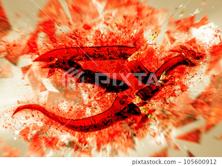 3d illustration of abstract red dragon 3d illustration of abstract red dragon 105600912