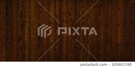 Background image of a horizontally long board wall with dark brown wood grain and knots Background image of a horizontally long board wall with dark brown wood grain and knots 105601390