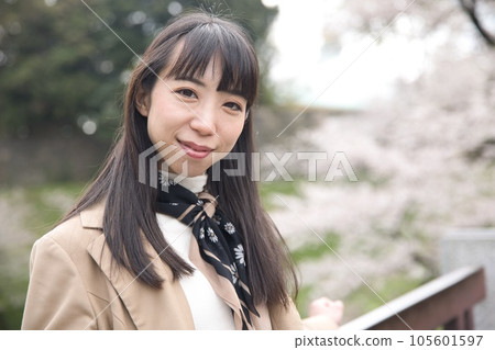 young woman in casual coat young woman in casual coat 105601597