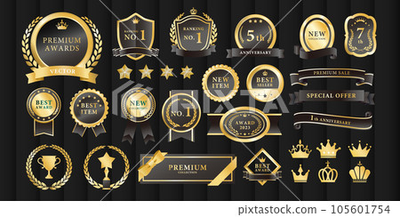 豪華獎牌矢量素材設置黑色 105601754