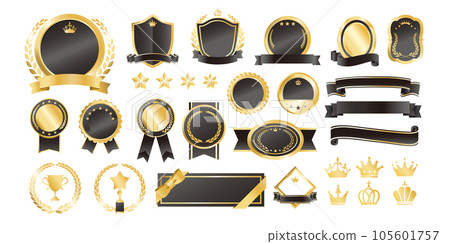 豪華獎牌矢量素材設置黑色無文字 105601757