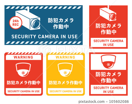 安全攝像頭在行動貼紙海報模板設計集 105602086