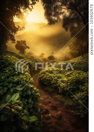 AI generative image of coffee plantation in Colombia 105602678