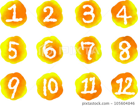 Watercolor style hand drawn number set (orange) 105604846
