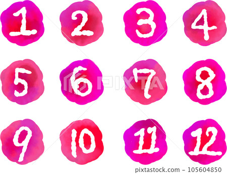 Watercolor style hand drawn number set (pink) 105604850