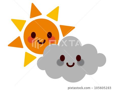 微笑天氣圖標（陰天有時晴，太陽，雲，晴，陰） 105605283