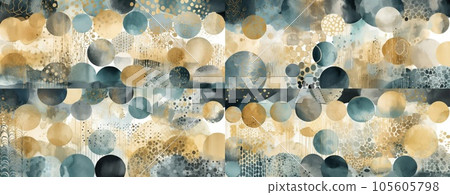 Abstract brown art with blue and gold, beige background, beautiful smudges and stains made with alcohol ink and golden paint. AI Generative 105605798