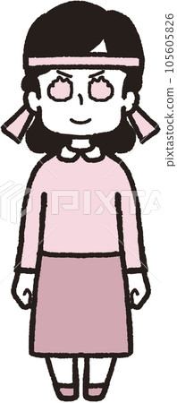 身披八卷、面朝前方、眼中冒出火焰的女子全身插畫 身披八卷、面朝前方、眼中冒出火焰的女子全身插畫 105605826
