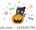 Jack o lantern, cat and candy illustration 01 105606794