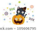 Jack o lantern, cat and candy illustration 02 (smiling) 105606795