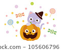 Jack o lantern, cat and candy illustration 03 105606796
