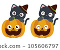 Jack o lantern and cat illustration 01 105606797
