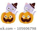 Jack o lantern and cat illustration 01 105606798