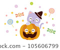 Jack o lantern, cat and candy illustration 04 (smiling) 105606799