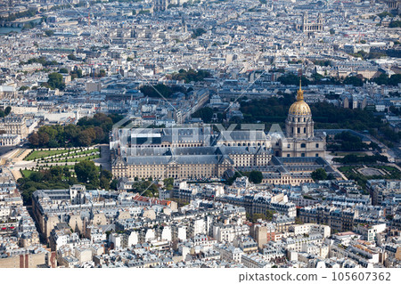 Aerial view of the Hotel des Invalides in Paris 105607362
