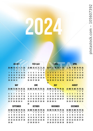 Calendar 2024 on abstract background light blue 105607392