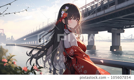 手绘卡通唯美的古装动漫少女插画 手绘卡通唯美的古装动漫少女插画 105607854