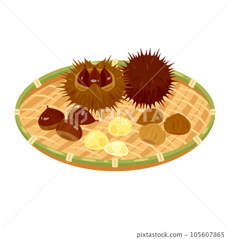 Chestnuts on a bamboo basket 1 105607865