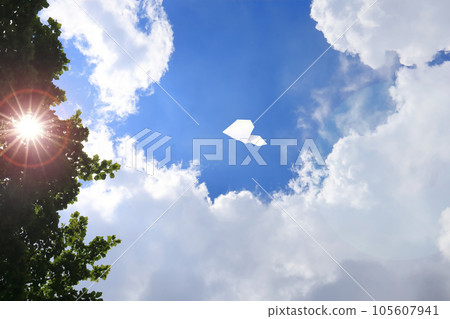 Paper plane flying in the sky Paper plane flying in the sky 105607941