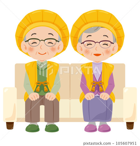 穿著 chanchanko 坐在沙發上的老年男女 1 105607951