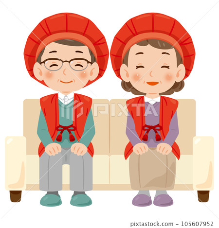 60 歲生日男女穿著 Chanchanko 坐在沙發上 60 歲生日男女穿著 Chanchanko 坐在沙發上 105607952