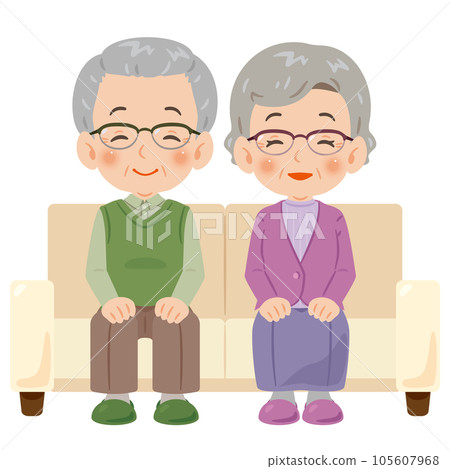 Elderly men and women sitting on the sofa 1 Elderly men and women sitting on the sofa 1 105607968