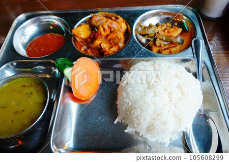 Nepalese cuisine (Dal bhat curry) Nepalese cuisine (Dal bhat curry) 105608299