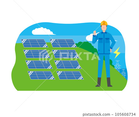 Solar power generation and male workers 105608734